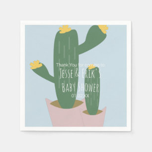 Serviette En Papier Cactus Cupcakes Remerciement Baby Shower Bleu