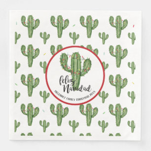 Serviette En Papier Cactus de Noël personnalisés