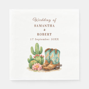 Serviette En Papier Cactus Désert Arizona Cactées Mariage Cowboy 