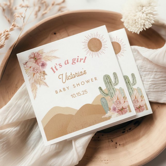 Serviette En Papier Cactus Desert, Arizona Girl Baby shower Bohemian (Créateur téléchargé)