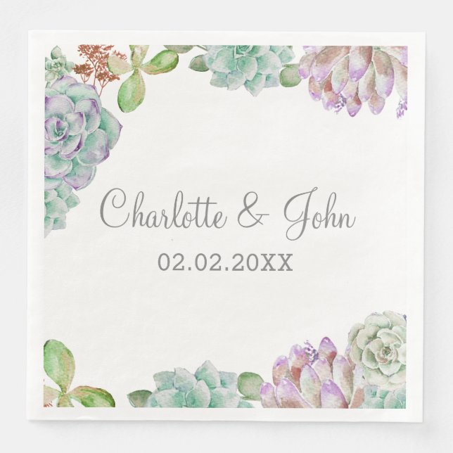 Serviette En Papier Cactus du désert Succulents Mariages serviettes (Devant)