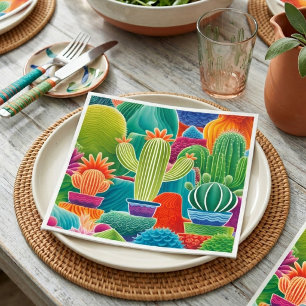 Serviette En Papier Cactus en pot abstrait