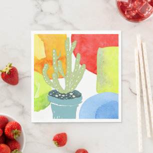 Serviette En Papier Cactus en pot coloré