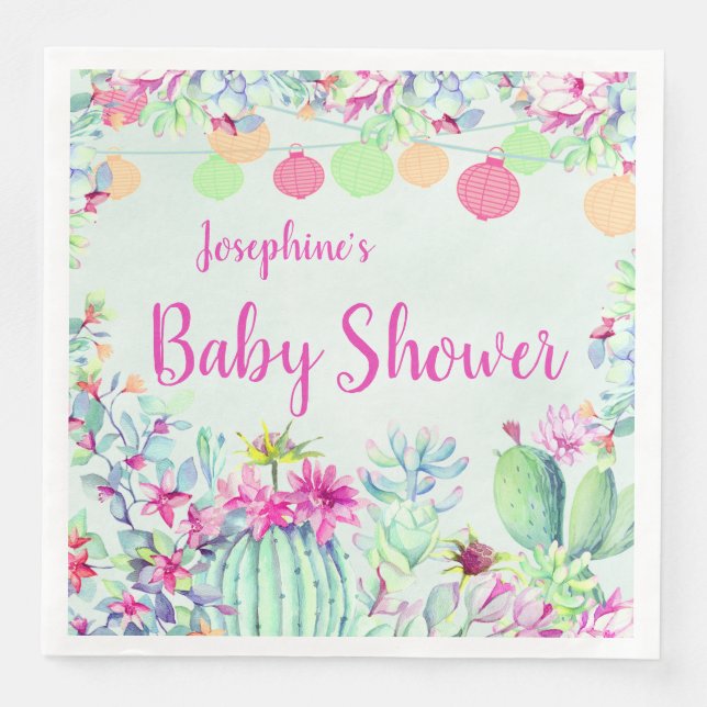 Serviette En Papier Cactus Lantern Fiesta Baby shower Succulents (Devant)
