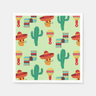 Serviette En Papier Cactus mexicain et Sombrero Motif
