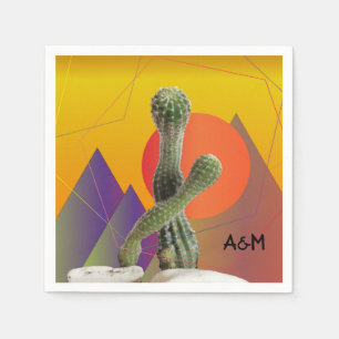 Serviette En Papier Cactus Monogram Napkins