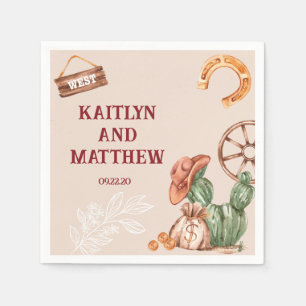 Serviette En Papier Cactus Rustique brun Mariage occidental