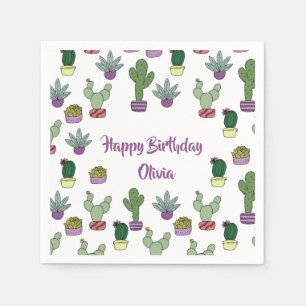 Serviette En Papier Cactus Succulent Cactus Plantes Posés Joyeux Anni