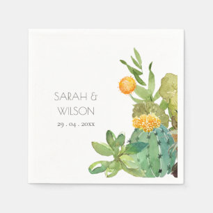 Serviette En Papier Cactus Succulent Mariage de feuillage vert jaune