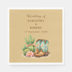 Serviette En Papier Cactus Terre Cuite Désert Arizona Mariage Cowboy