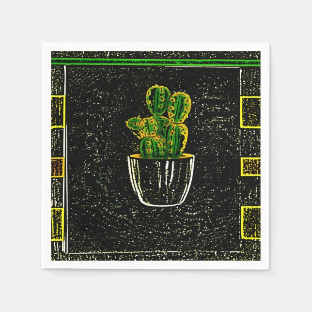 Serviette En Papier Cactus tirés (Devant)