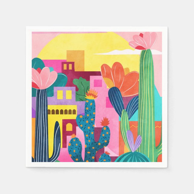 Serviette En Papier Cactus Town (Devant)