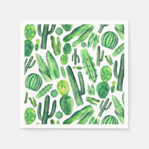 Serviette En Papier Cactus vert. Aquarelle botanique. Motif cactus