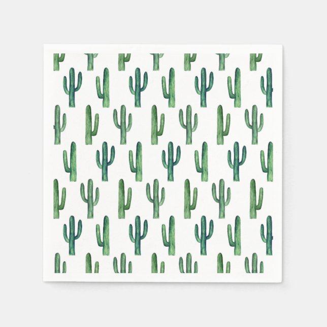 Serviette En Papier Cactus vert. Cactus aquarelle. Botanique moderne (Devant)