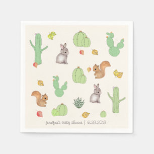 Serviette En Papier Cactus Woodland Motif Baby shower papier Napkin