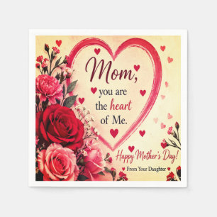 SERVIETTE EN PAPIER CADEAU D'AMOUR POUR LA FÊTE DES MÈRES