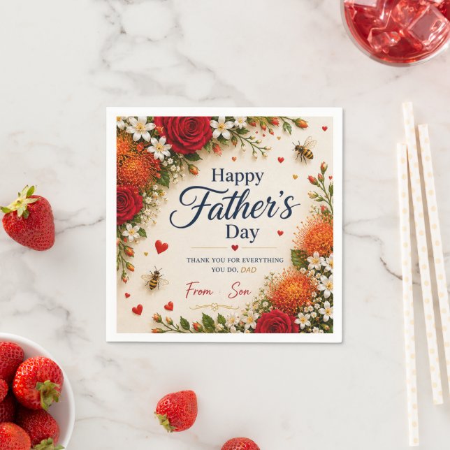 SERVIETTE EN PAPIER CADEAU D'AMOUR POUR PAPA (En situation)
