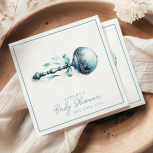Serviette En Papier Cadeau de Baby Shower Élégant Hochet Bleu pour Gar