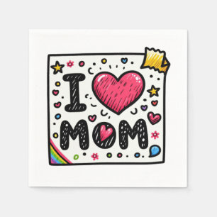 Serviette En Papier Cadeau de la fête des mères J'Aime Maman