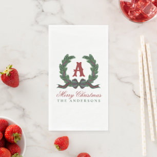 Serviette En Papier Cadeau de Noël à carreaux Tartan Aquarelle