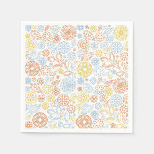 Serviette En Papier Cadeau de Noël Fleurs Abstraites sur blanc