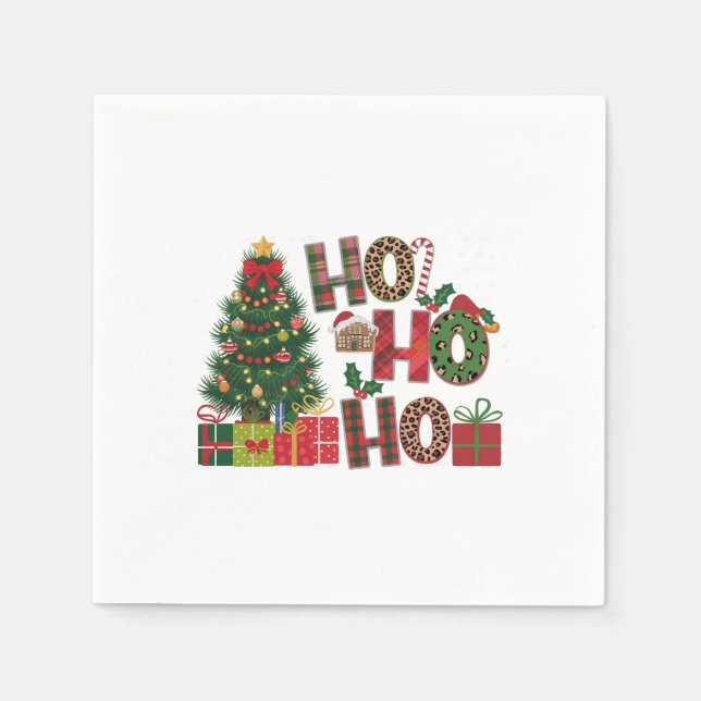 Serviette En Papier Cadeau de Noël Ho Ho Ho (Devant)