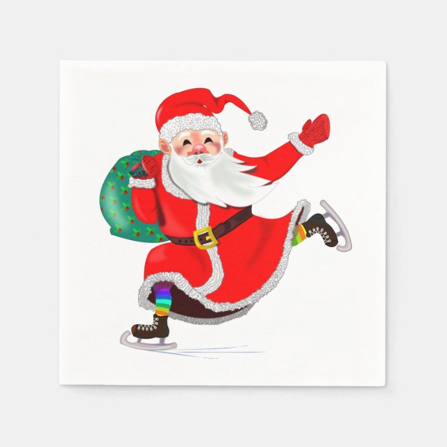 Serviette En Papier Cadeau de Noël Père Noël (Devant)