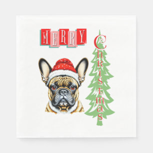 Serviette En Papier Cadeau de Noël pour Bulldog