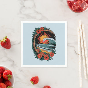 Serviette En Papier Cadeau de vacances au coucher du soleil pour amour