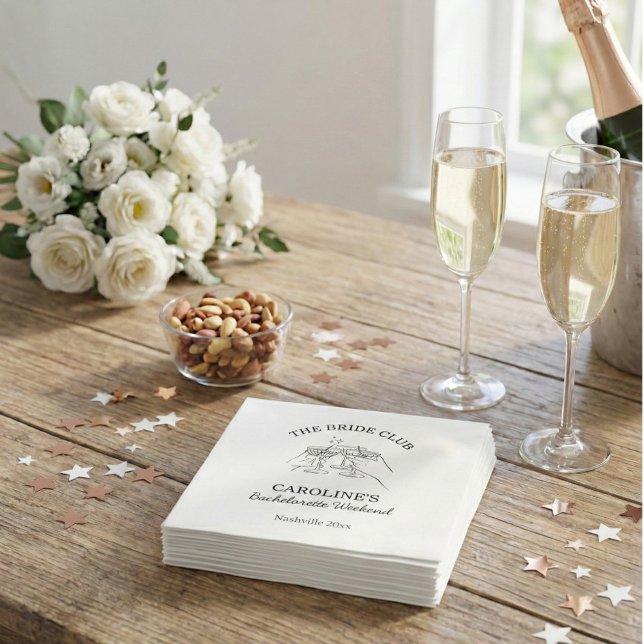 Serviette En Papier Cadeau de week-end de club de mariée pour cocktail (Créateur téléchargé)