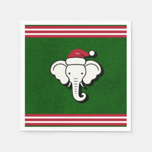 Serviette En Papier Cadeau Eléphant Blanc Rouge & Vert Noël Fête