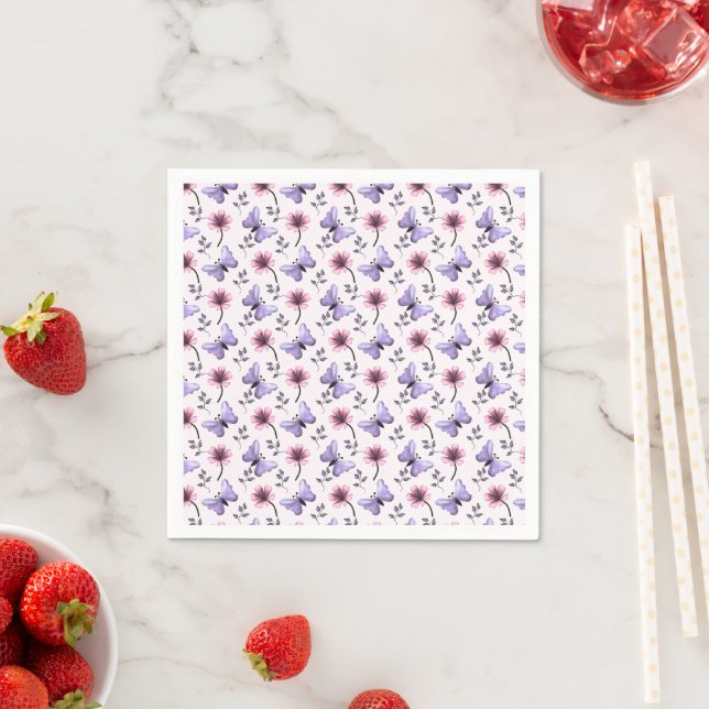 Serviette En Papier Cadeau floral papillon de printemps   (En situation)