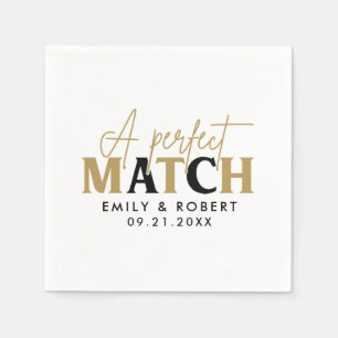 Serviette En Papier Cadeau Mariage Gold et noir parfait