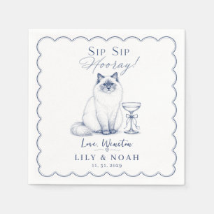 Serviette En Papier Cadeau personnalisé de mariage bleu pour amateur d