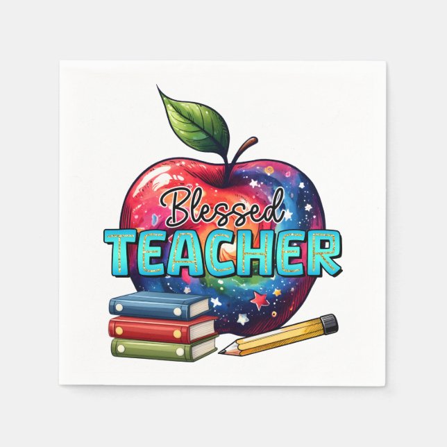 Serviette En Papier Cadeau pour Enseignant | Enseignant Bienheureux (Devant)