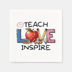 Serviette En Papier Cadeau pour Enseignant Enseigner Amour Inspirer