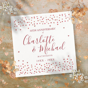 Serviette En Papier Cadeaux 40 ans de mariage - Rubis coeurs Confetti