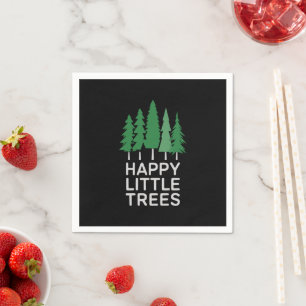 Serviette En Papier Cadeaux de camping d'arbres peu drôles heureux 