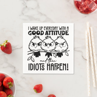 Serviette En Papier Cadeaux de citation d'oiseau drôle Idiots Happen 