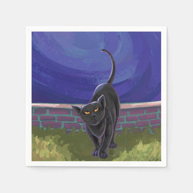 Serviette En Papier Cadeaux et accessoires de chat noir (Devant)