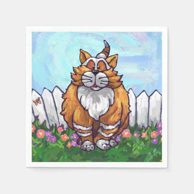 Serviette En Papier Cadeaux et accessoires de chats de gingembre (Devant)