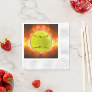 Serviette En Papier Cadeaux gays artistiques de Softball en feu de Sli