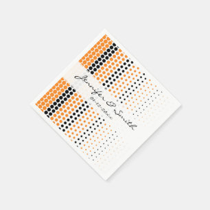 Serviette En Papier Cadmium Orange et point noir Polka