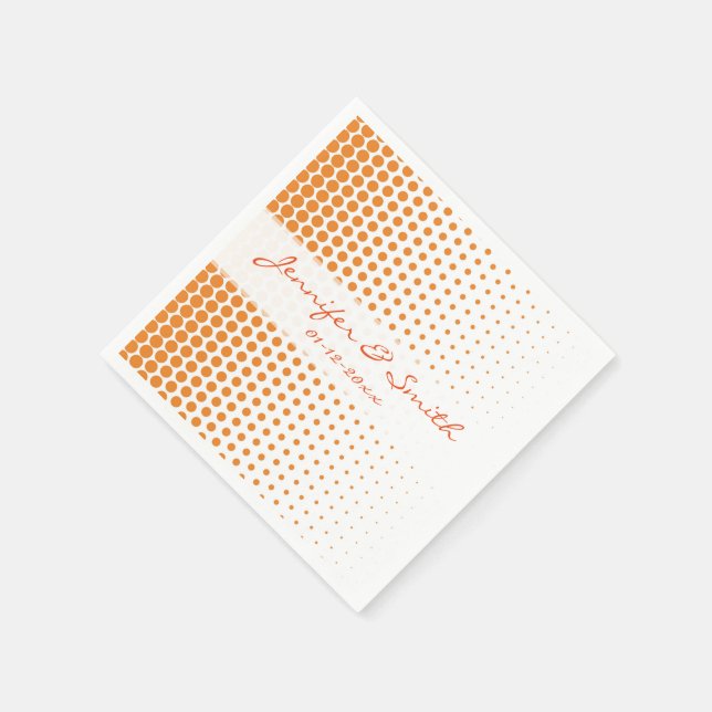 Serviette En Papier Cadmium Orange pois moderne Blanc (Coin)