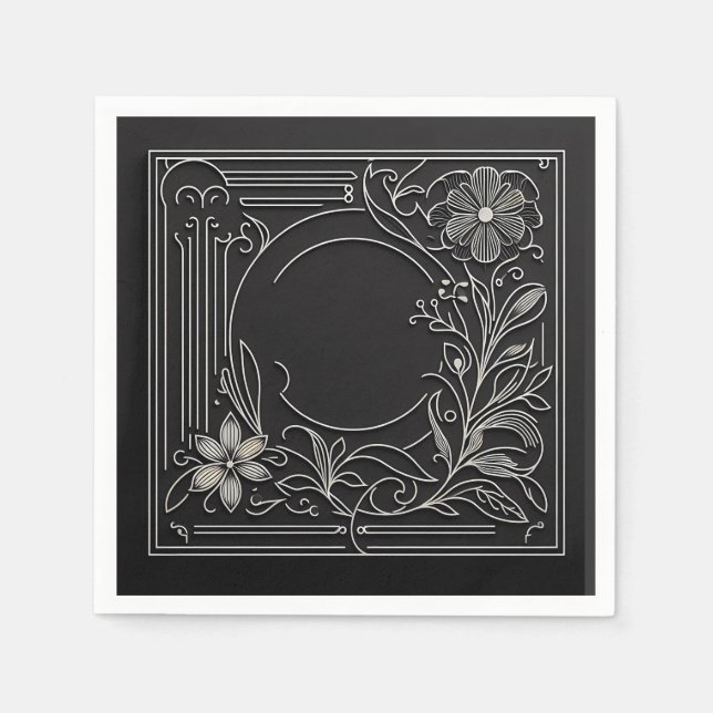 Serviette En Papier Cadre à filigrane floral (Devant)