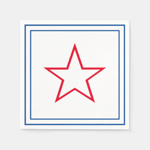 Serviette En Papier Cadre bleu Rouge et blanc Etoile Quart juillet