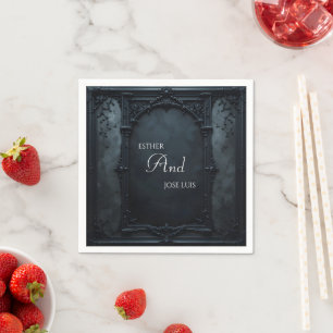 Serviette En Papier Cadre Carré Gothique Mariage
