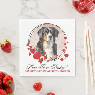 Serviette En Papier Cadre Coeur Rouge du Chien de Montagne Bernois ave