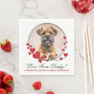 Serviette En Papier Cadre de chien à coeur rouge Border Terrier Photo