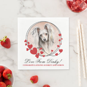 Serviette En Papier Cadre de chien à coeur rouge crêté chinois Photo